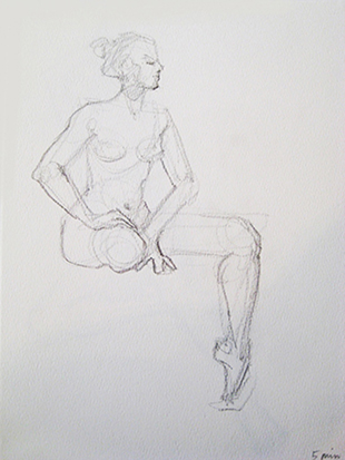 Dancer at Rest , Graphite on Paper