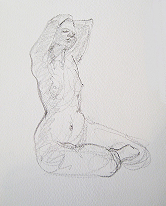 Seated Woman,<br />Five Min. Study , Graphite on Paper