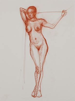 Study with Ropes No. 1 , Conté on Paper